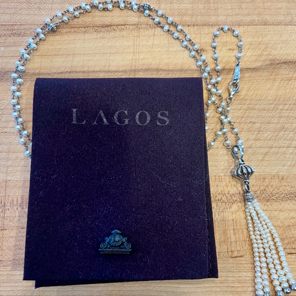 LAGOS Luna Pearl and Sterling beaded tassel necklace - Picture 2 of 10